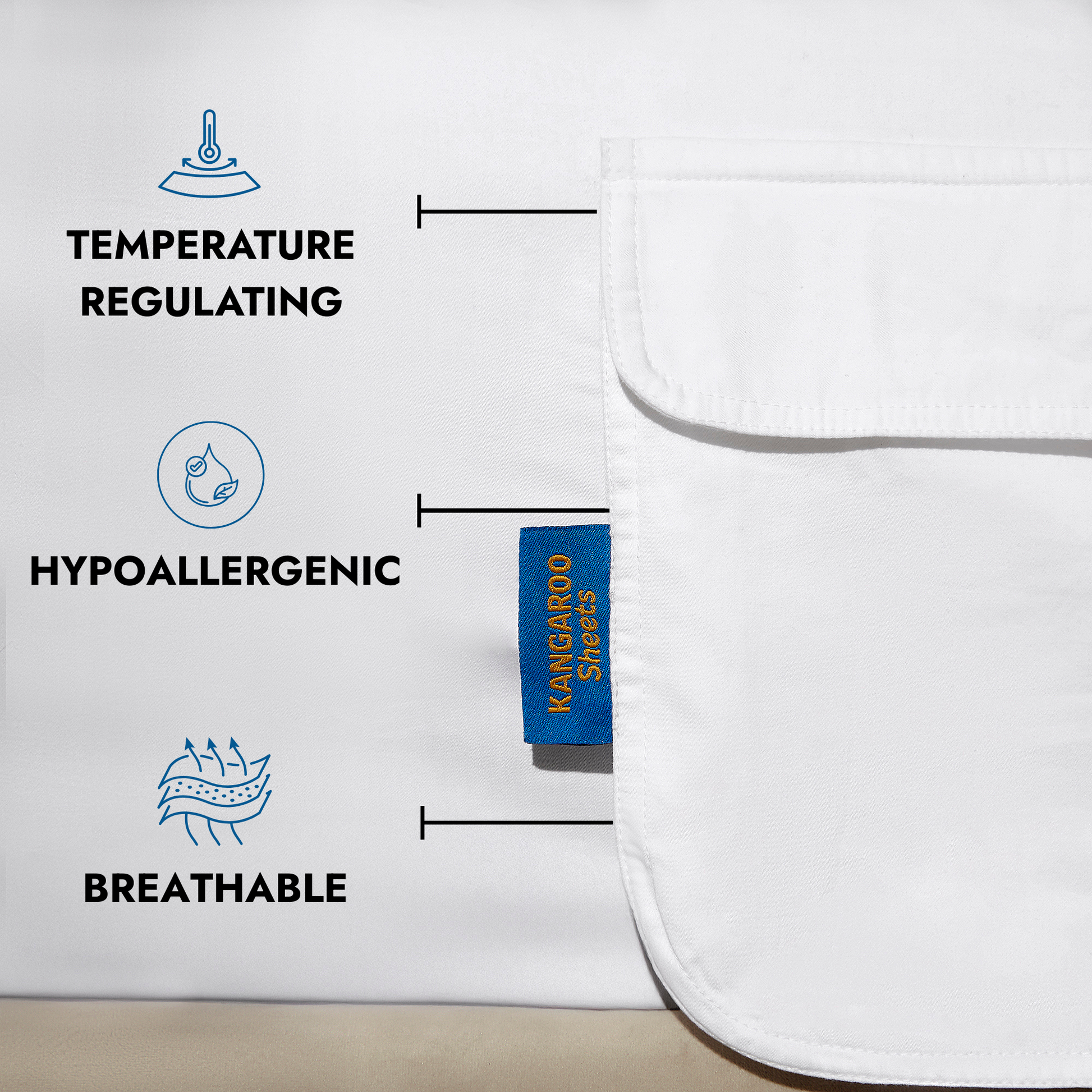 temperature regulating, hypoallergenic and breathable fitted sheets